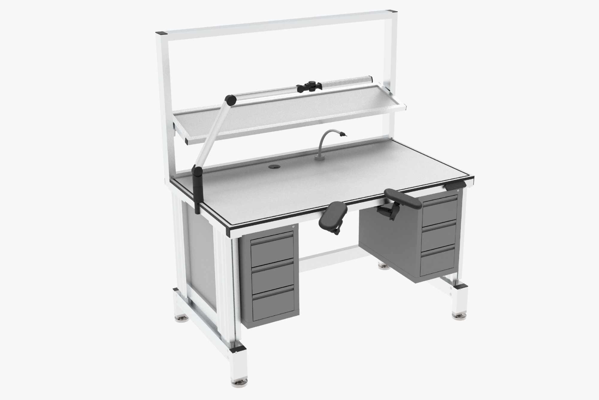 Worktable for precision assembly with shelf